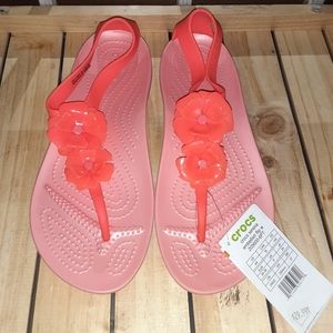 Crocs Sandals with Flower Embellishment